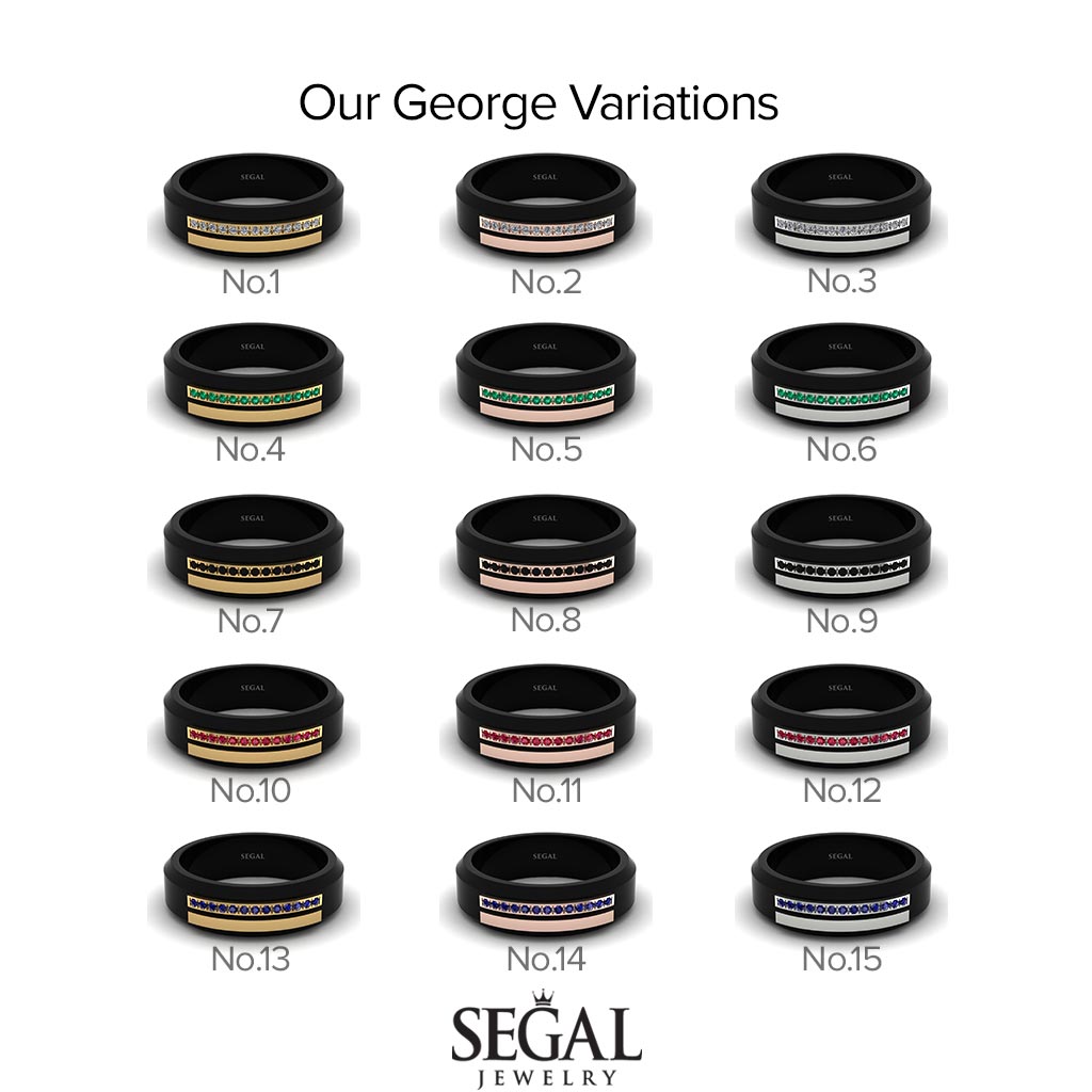 Black Titanium Emerald Ring - George No. 6